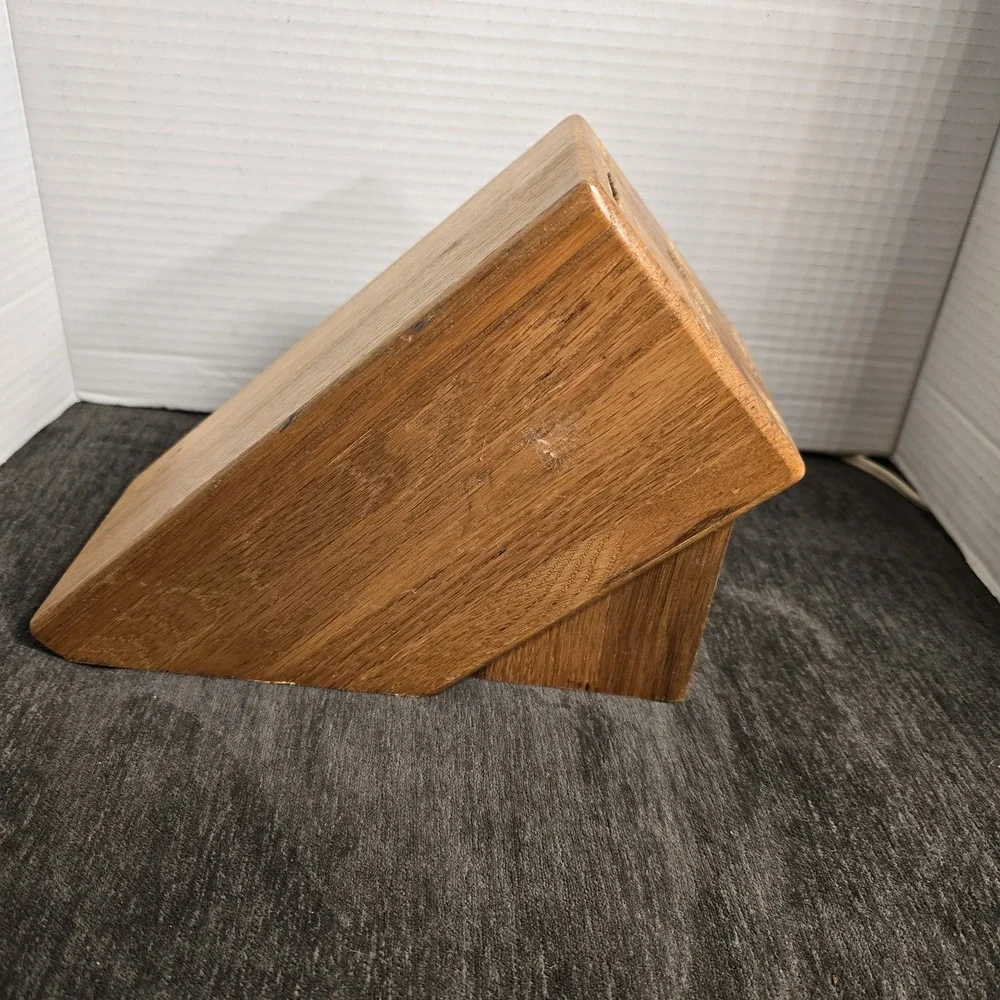 Vintage Cutco 7 Slot Solid Honey Oak Wood Knife Block